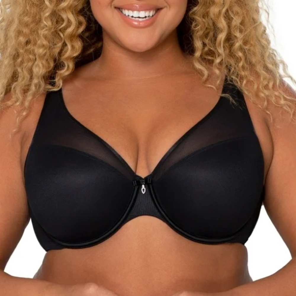 CURVY COUTURE womens full bust 42H black mesh push up underwire bra #1310 NWT